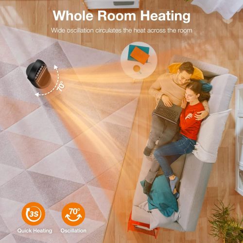  GiveBest 22” Tower Space Heater, 1500W/900W Ceramic Quiet Room Heater with Remote Control, Oscillation, Thermostat, Overheat & Tip-Over Protection, Digital Rotating Heater for Room Home Off