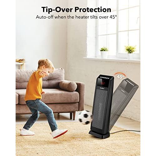  GiveBest Space Heater Indoor Use, 24 1500W Electric Portable Heater, Room Heater with Thermostat, 130° Oscillation, Remote, Timer, Overheat&Tip-Over Protection, Ceramic Heater for