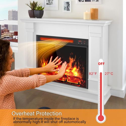  GiveBest 18 Electric Fireplace Insert Heater with LED Realistic Adjustable Flame Effect Fireplace Stove Heater with Remote 1H to 9H Timer Overheat Protection Quiet Fireplace for Bedroom Hom