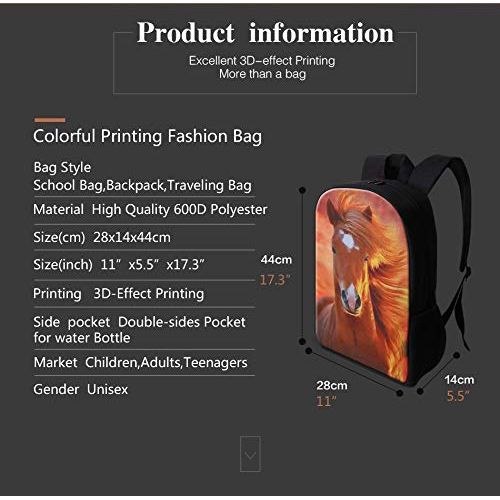  GiveMeBag GIVE ME BAG Generic Plush Horse Printing School Backpack for Students Mens Fashion Hiking Bags