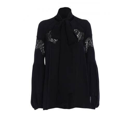 지방시 Givenchy Silk crepe de chine and lace blouse
