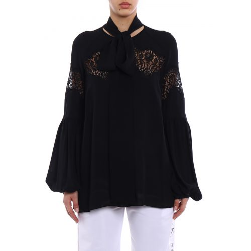 지방시 Givenchy Silk crepe de chine and lace blouse