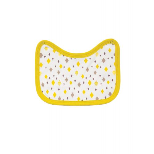  Givesie 100% Organic Cotton Bodysuit Yellow Grey Diamond Print - Matching Square Style Snap-On Bib