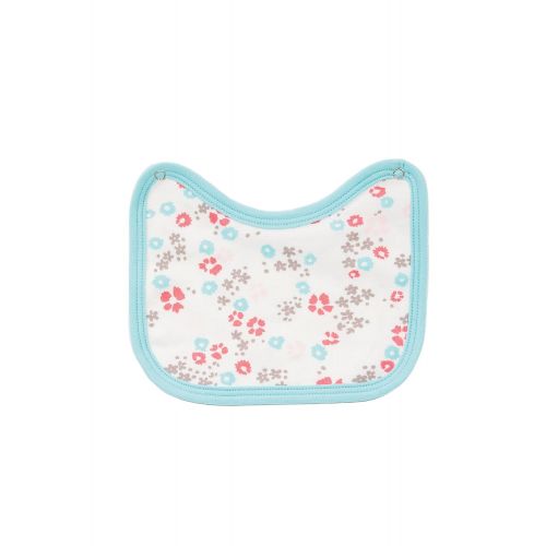  Givesie 100% Organic Cotton Baby Bodysuit Blue Floral Print - Matching Square Style Snap-On Bib