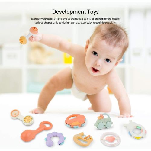  [아마존 핫딜] [아마존핫딜]Gizmovine 10pcs Baby Toys Rattles Set, Infant Grasping Grab Toys, Spin Shaking Bell Musical Toy Set Early Educational Toys with Storage Box for Toddler Newborn Baby 3, 6, 9, 12 Mon