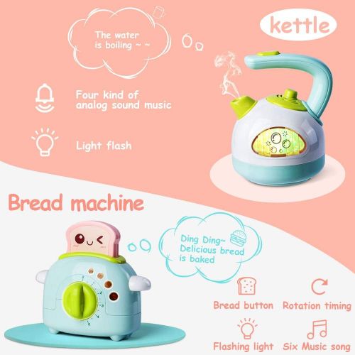  [아마존 핫딜] Gizmovine Play Kitchen Accessories, 4PCs Mini Simulation Musical Kitchen Toys for Kids Cooking Set Pretend Play Home Kitchen Appliances for Girls Kids Toddler