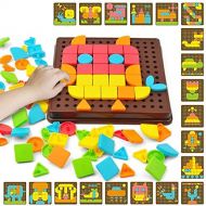 [아마존 핫딜] Gizmovine Color Matching Mosaic Pegboard Early Learning, Button Art Toy for Toddler, DIY Color Learning STEM Educational Toys for Boys and Girls