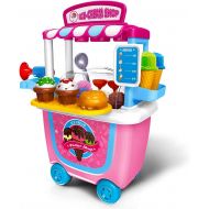 [아마존 핫딜] Gizmovine Ice Cream Cart Play Set, (31 pcs) Pretend Food Play Set for Kids Activity & Early Development Education