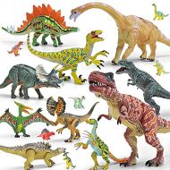 Gizmovine 20 Piece Dinosaur Toys for 3 Year Olds & Up, 5” to 9” Movable Dinosaurs Toy for Kids Educational Realistic Dinosaur Figures Including T-Rex, Triceratops, Velociraptor