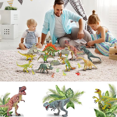  Gizmovine 20 Piece Dinosaur Toys for 3 Year Olds & Up, 5” to 9” Movable Dinosaurs Toy for Kids Educational Realistic Dinosaur Figures Including T-Rex, Triceratops, Velociraptor