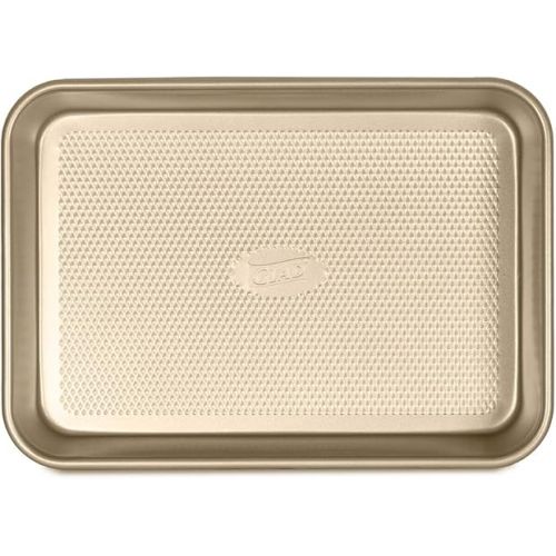  Glad Baking Pan Nonstick - Oblong Metal Dish for Cake and Lasagna - Heavy Duty Carbon Steel Bakeware, Small, Gold