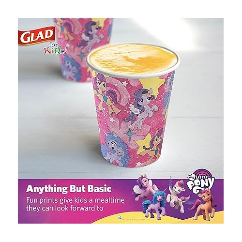  Glad for Kids My Little Pony Paper Cups | My Little Pony Super Stars Kids Drinking Cups | My Little Pony Unicorn Paper Cups for Everyday Use, 9 oz Paper Cups 20 Ct