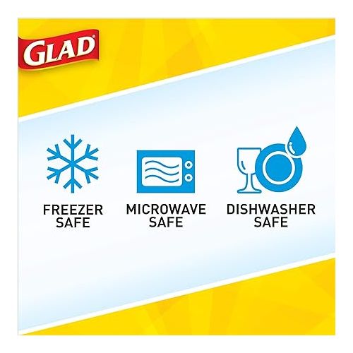  Glad Medium Square Food Storage Containers for Everyday Use | Medium Square Food Storage Containers Hold up to 25 Ounces of Food (25 Oz) |5 Count, Standard Food Containers, Blue, Clear