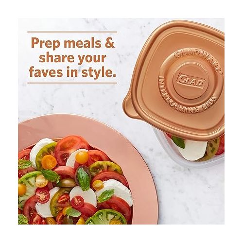  GladWare Home Tall Entree Food Storage Containers, Large Square Holds 42 Ounces of Food, 3 Count Set | With Glad Lock Tight Seal, BPA Free Containers and Lids