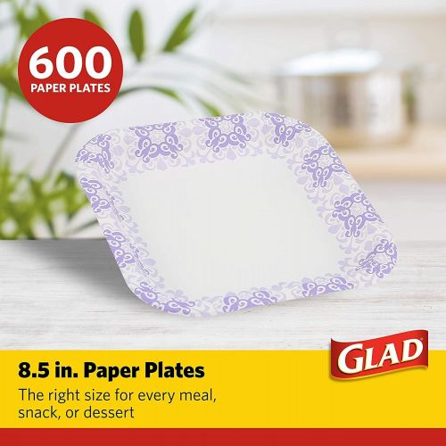  Glad Square Disposable Paper Plates for All Occasions | Soak Proof, Cut Proof, Microwaveable Heavy Duty Disposable Plates | 8.5 Diameter, 50 Count Bulk Paper Plates