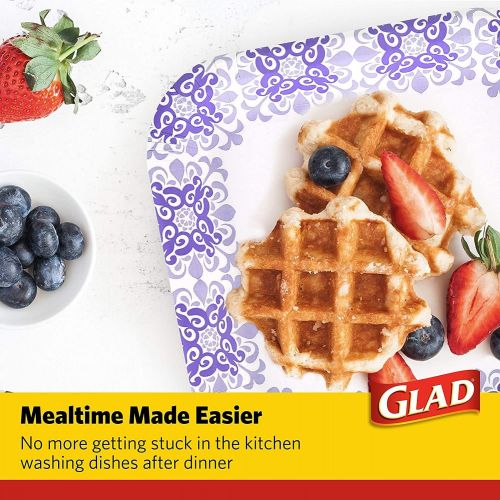  Glad Square Disposable Paper Plates for All Occasions | Soak Proof, Cut Proof, Microwaveable Heavy Duty Disposable Plates | 8.5 Diameter, 50 Count Bulk Paper Plates