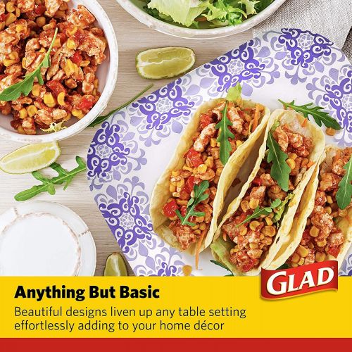  Glad Square Disposable Paper Plates for All Occasions | Soak Proof, Cut Proof, Microwaveable Heavy Duty Disposable Plates | 8.5 Diameter, 50 Count Bulk Paper Plates