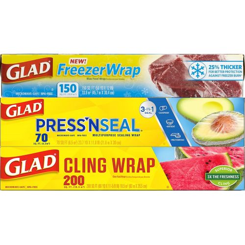  [무료배송]Glad Trash & Food Storage Plastic Food Wrap Variety Pack - Pressn Seal Wrap - FreezerWrap - ClingWrap (Pack of 3) (B01FDB1TGO)