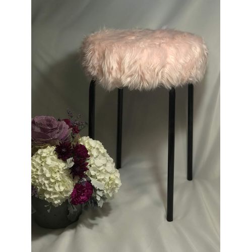  GlamFauxEver Faux Fur Vanity Stool