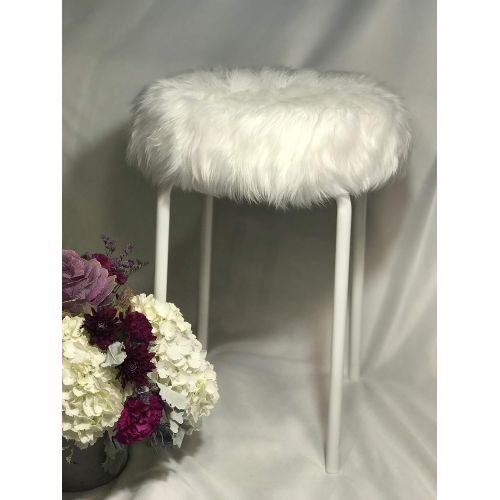  GlamFauxEver Faux Fur Vanity Stool