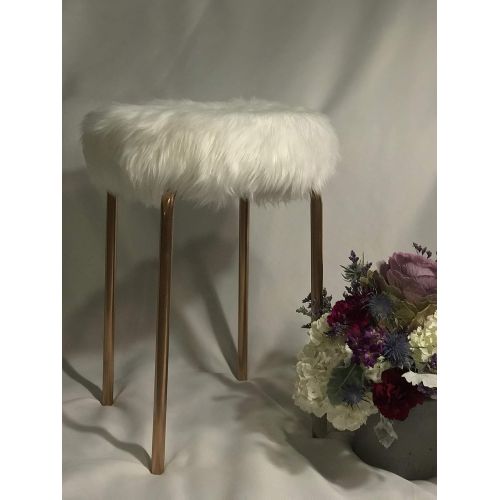  GlamFauxEver Faux Fur Vanity Stool