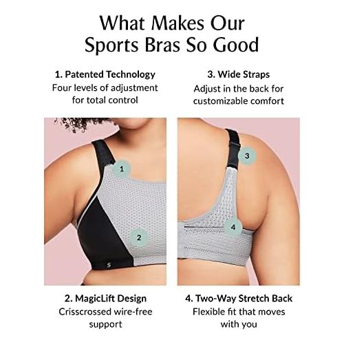  Glamorise Womens Double-Layer Custom-Control Sport Bra