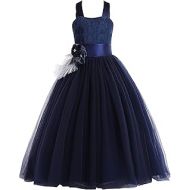 할로윈 용품Glamulice Lace Flower Girl Dress A-Line Straight Tutu Tulle Backless Fancy Princess Dresses Party Pageant Gown