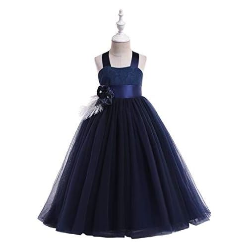  할로윈 용품Glamulice Lace Flower Girl Dress A-Line Straight Tutu Tulle Backless Fancy Princess Dresses Party Pageant Gown