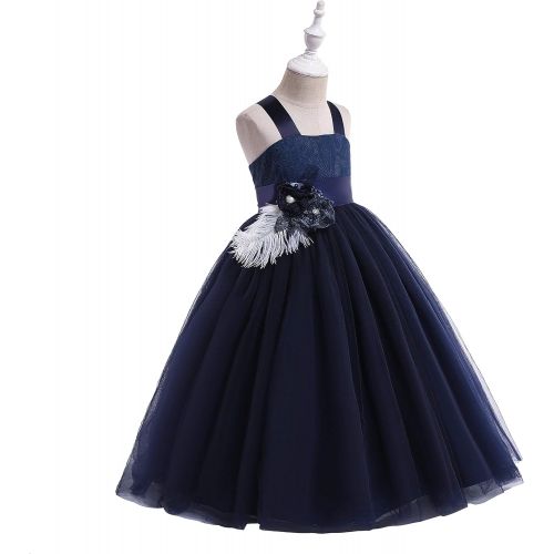  할로윈 용품Glamulice Lace Flower Girl Dress A-Line Straight Tutu Tulle Backless Fancy Princess Dresses Party Pageant Gown