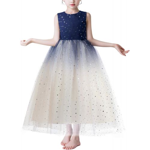  할로윈 용품Glamulice Lace Girls Wedding Dress Embroidered Flower Princess Sparkle Tulle Birthday Party Dresses 2-16Y