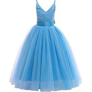Glamulice Girls Lace Bridesmaid Dress Long A Line Wedding Pageant Dresses Tulle Party Gown Age 3-16Y