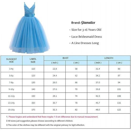  할로윈 용품Glamulice Girls Lace Bridesmaid Dress Long A Line Wedding Pageant Dresses Tulle Party Gown Age 3-16Y