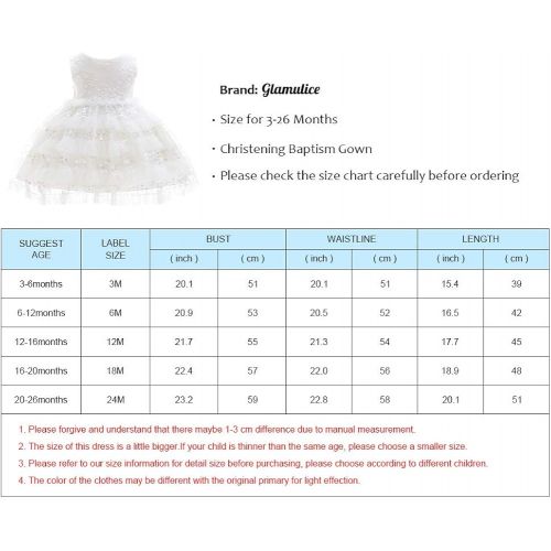  Glamulice Baby Girl Lace Christening Gown Baptism Dress Long Infant Toddler Christening Dress