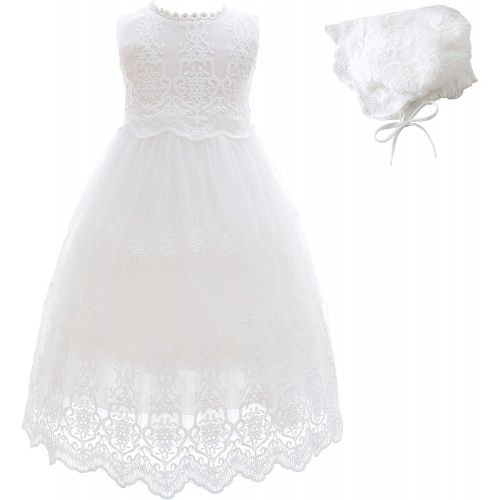  Glamulice Baby Girl Lace Christening Gown Baptism Dress Long Infant Toddler Christening Dress