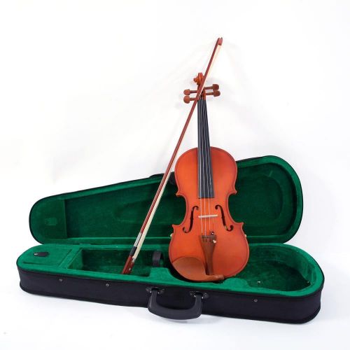  Zimtown 44 Matt Wood Color Violin + Case + Bow + Rosin + Shoulder Rest + String + Tuner Full Size