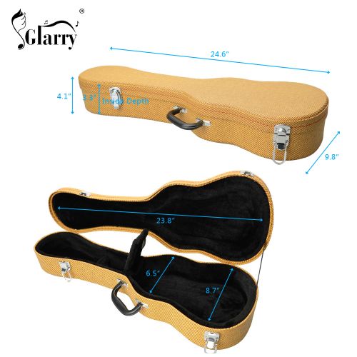  Glarry 21 Kids Leather Ukulele Hard Case Ukulele Carrying Bag Yellow