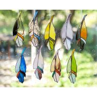 GlassArtStories Modern stained glass feather suncatcher birthday gift Shape A / Native American decor