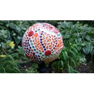 /GlassBlooms Mosaic Bowling Ball (stand optional) , Garden Bowling Ball, Gazing Ball, Mosaic Garden Art, Mosaic Gazing Ball