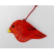 GlassCat Fused Glass Bird Suncatcher, Red Fused Glass Bird, Garden Art, Red Stained Glass Bird Suncatcher, Red Bird Ornament