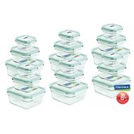 GlassLock Snaplock Lid Tempered Glasslock Storage Containers 36pc set Square~Microwave & Oven Safe Spill Proof