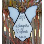 GlassPelican Personalized Stained Glass Angel Suncatcher, White #422