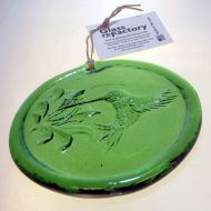 /GlassReFactory Recycled glass hummingbird suncatcher, green hummingbird ornament, window art