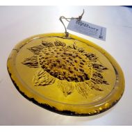 /GlassReFactory Recycled glass sunflower suncatcher, amber sunflower ornament, unique window art