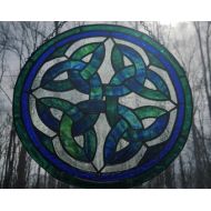 GlassStudio820 Stained Glass Green and Blue Celtic Knot