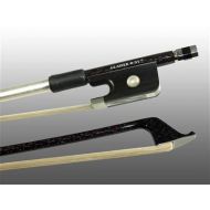 Glasser CELLO BOW BRAIDED CARBON/RED HYBRID FIBER, ROUND, FULLY LINED EBONY FROG, NICKEL WIRE GRIP & TIP - 4/4
