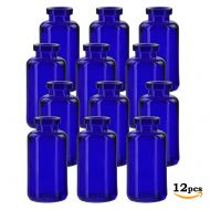 Glassnow C6535G15-N Apothecary Glass Bottle No Cork, 3.4oz, 12 Pieces, Cobalt Blue, 3.4 oz,