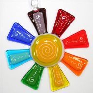 Glassworksnorthwest Glassworks Northwest - Brilliant Rainbow Flower Suncatcher - Fused Glass Suncatcher