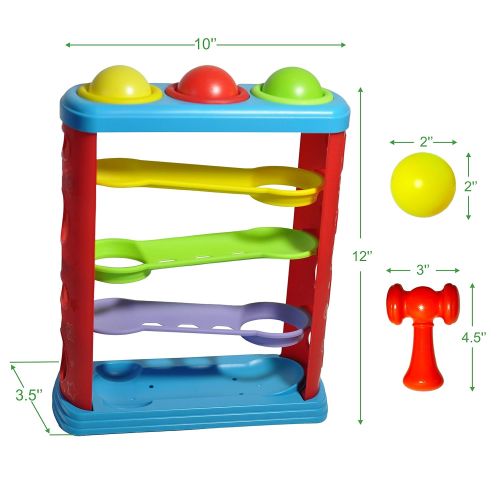  [아마존 핫딜] Gleeporte Pound a Ball Toy for Toddlers with 6 Bonus Stacking Cups, Hammer and Ball Pounding Montessori Toys for Babies, Fun Learning Developmental Toys for 1, 2, 3-Year-Olds, Best Toddler B