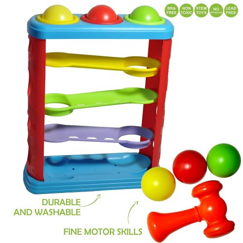  [아마존 핫딜] Gleeporte Pound a Ball Toy for Toddlers with 6 Bonus Stacking Cups, Hammer and Ball Pounding Montessori Toys for Babies, Fun Learning Developmental Toys for 1, 2, 3-Year-Olds, Best Toddler B