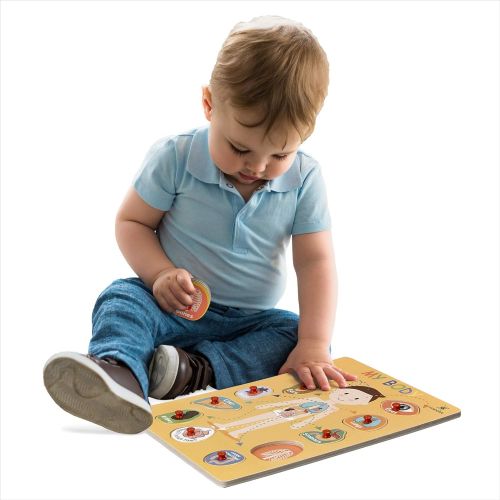  [아마존베스트]Gleeporte Wooden Peg Puzzle, My Body - Inside - Learning Educational Pegged Puzzle for Toddler & Kids (11 pcs)